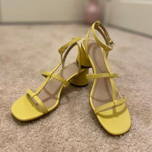 Ann Taylor Holland Leather Block Heel Sandals (Yellow ) Size 7.5